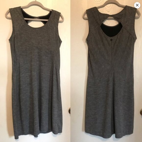 Prana Calico key hole dress Gray Large - Picture 4 of 10